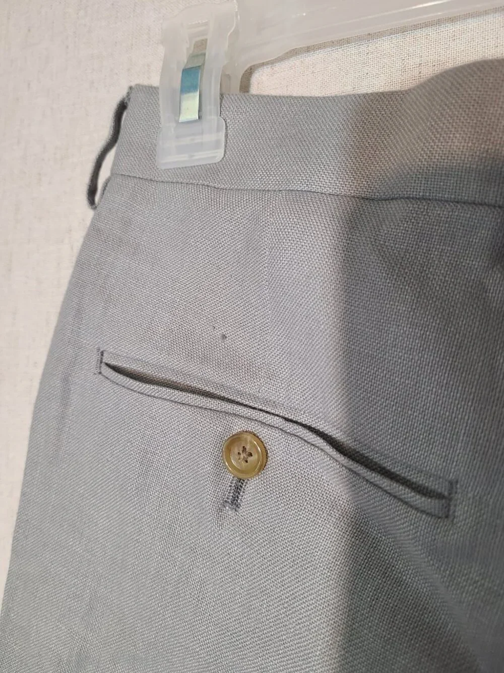 Men's J Crew Linen Dress Pants Actual 31 x 35.5 Light Grey Flat Front Lined